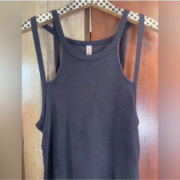 DAILY PRACTICE BY ANTHROPOLOGIE SLEEVELESS RUCHED MINI DRESS - In Navy Blue - Picture 5 of 8
